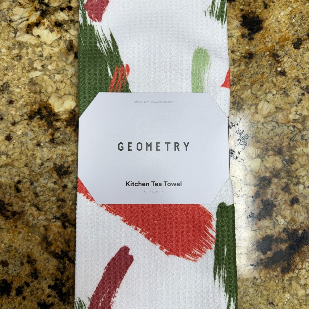 Geometry Kitchen Tea Towel - Red, Green, and White